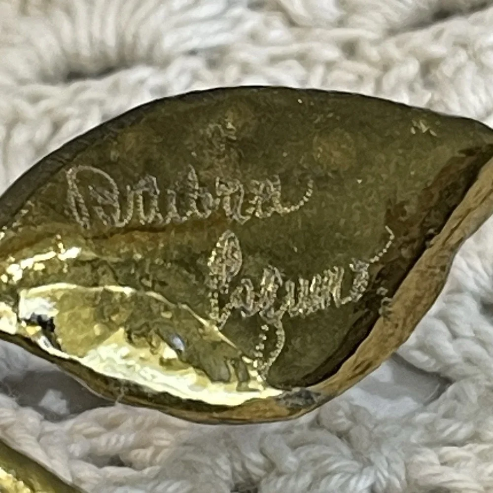 Vintage Signed Brass Double Bell Birds Branch Mid Century Modernist Decorative